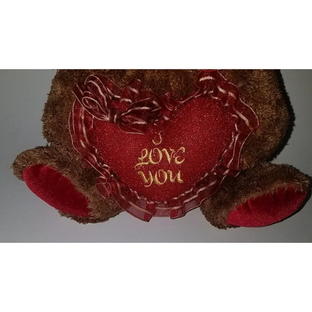 I Love You Brown Puppy Dog Plush Valentine's Day Stuffed Animal Gift Red Heart